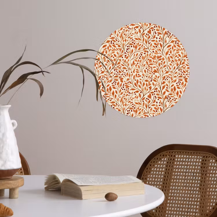 Bladeren - Botanisch  - Terracotta Wandcirkel behangsticker klein 186 -sfeer3