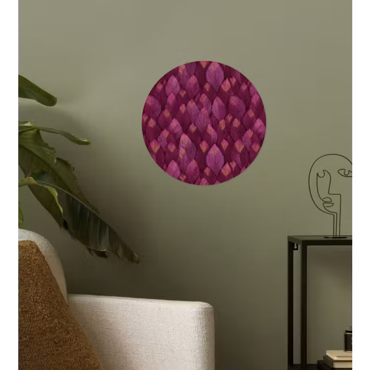 Bladeren - Patroon - Burgundy Wandcirkel behangsticker klein 186 -sfeer2