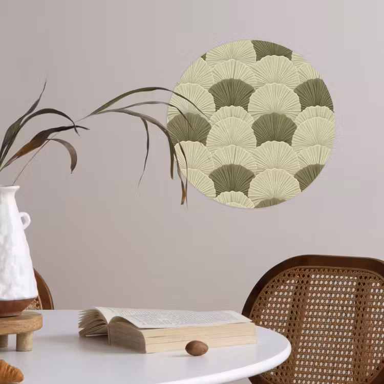 Bladeren - Structuur - Groen Wandcirkel behangsticker klein 186 -sfeer3