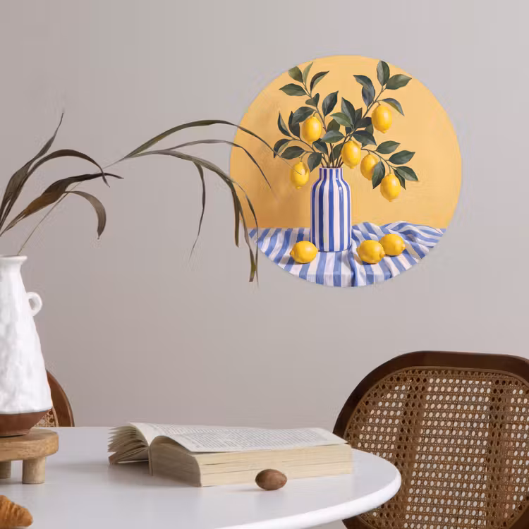 Wallpaper Circle - Lemon - Still Life - Modern - Citroen - Stilleven - Modern Wandcirkel behangsticker klein