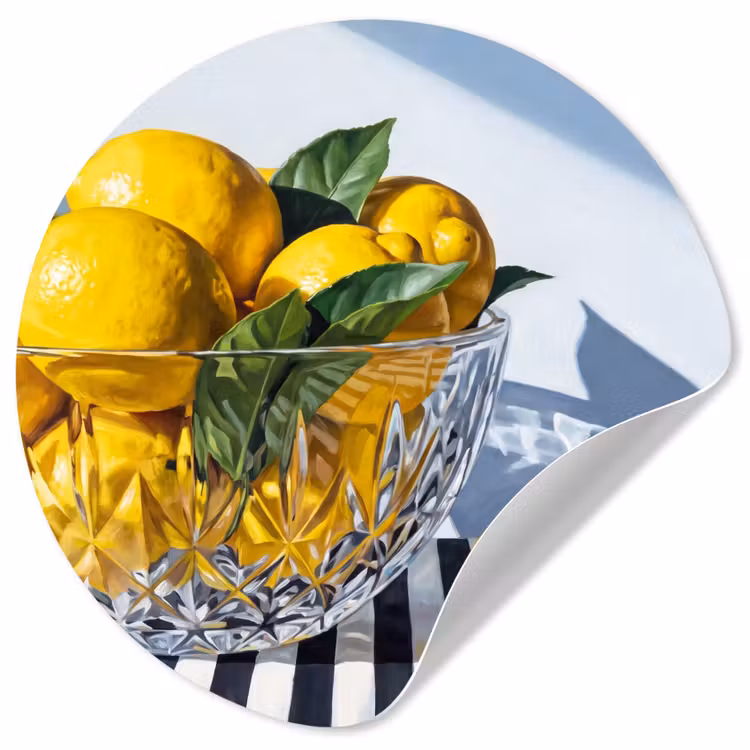 Wallpaper Circle - Lemons - Fruit - Yellow - Citroenen - Fruit - Geel Wandcirkel behangsticker klein