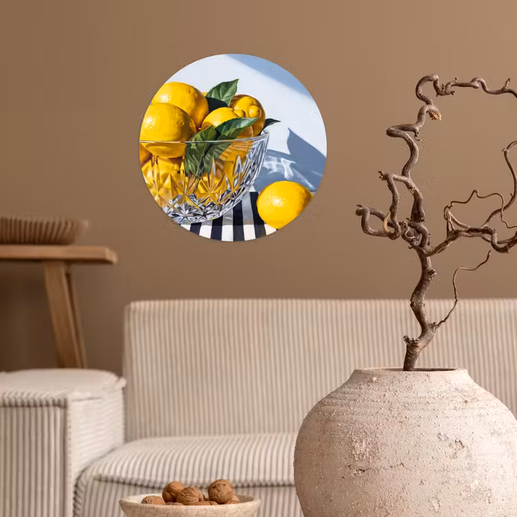Wallpaper Circle - Lemons - Fruit - Yellow - Citroenen - Fruit - Geel Wandcirkel behangsticker klein