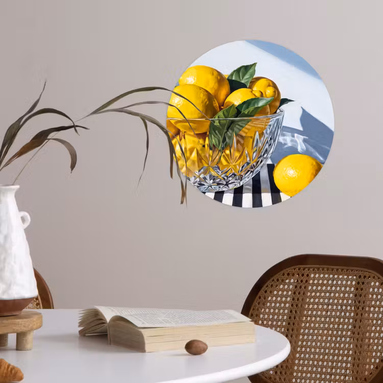 Wallpaper Circle - Lemons - Fruit - Yellow - Citroenen - Fruit - Geel Wandcirkel behangsticker klein