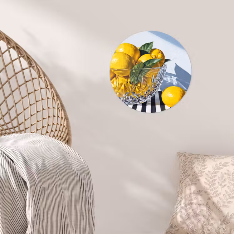 Wallpaper Circle - Lemons - Fruit - Yellow - Citroenen - Fruit - Geel Wandcirkel behangsticker klein