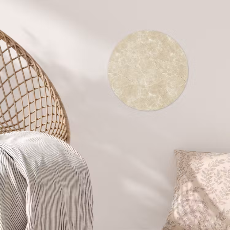 Lichtbeige - Marmer - Diffusie adering Wandcirkel behangsticker klein 186 -sfeer4