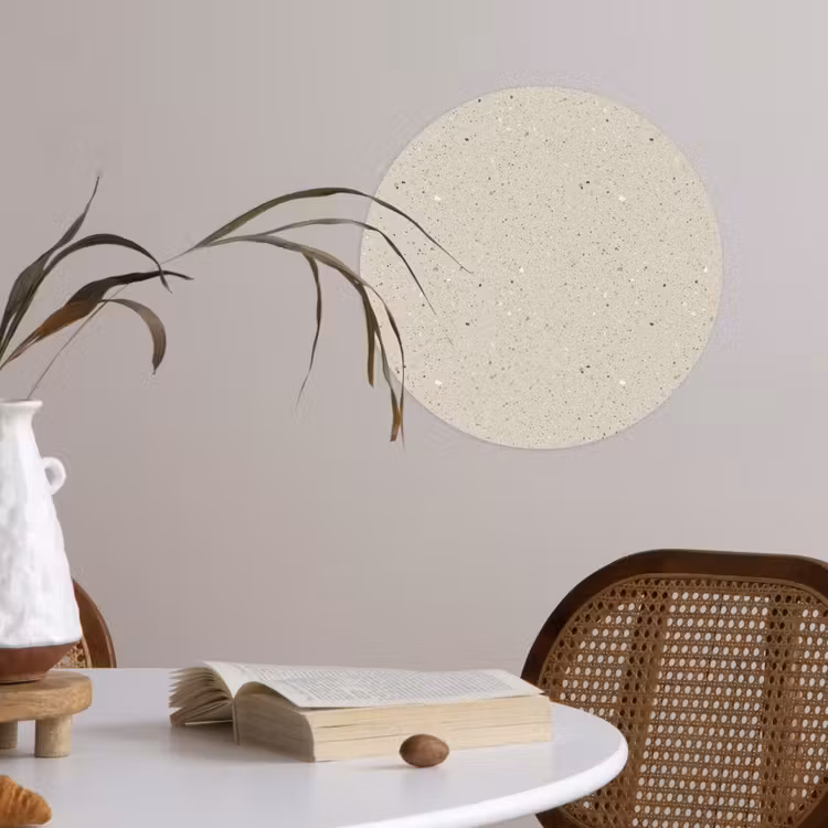 Lichtbeige - Terrazzo - Grijs Wandcirkel behangsticker klein 186 -sfeer3