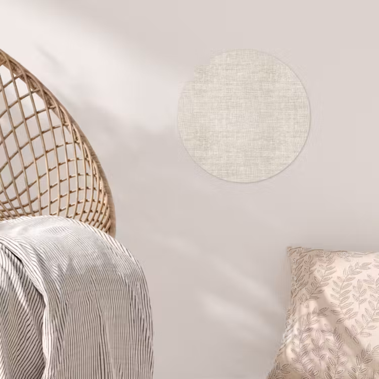 Linnen - Textuur - Beige Wandcirkel behangsticker klein 186 -sfeer4