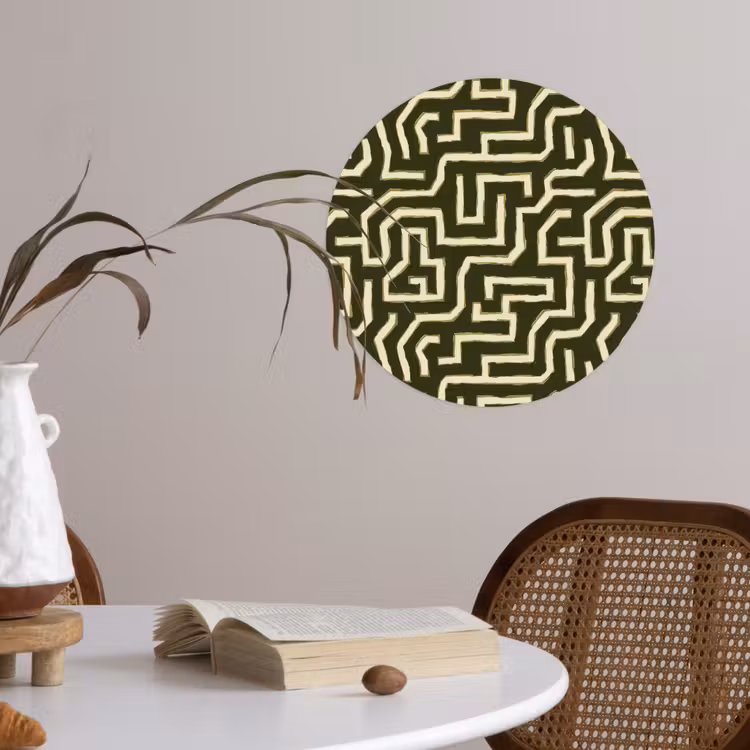 Lijnen - Abstract - Groen Wandcirkel behangsticker klein 186 -sfeer3