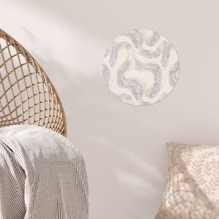 Lijnen - Patroon - Beige - Minimalistisch Wandcirkel behangsticker klein 186 -sfeer4