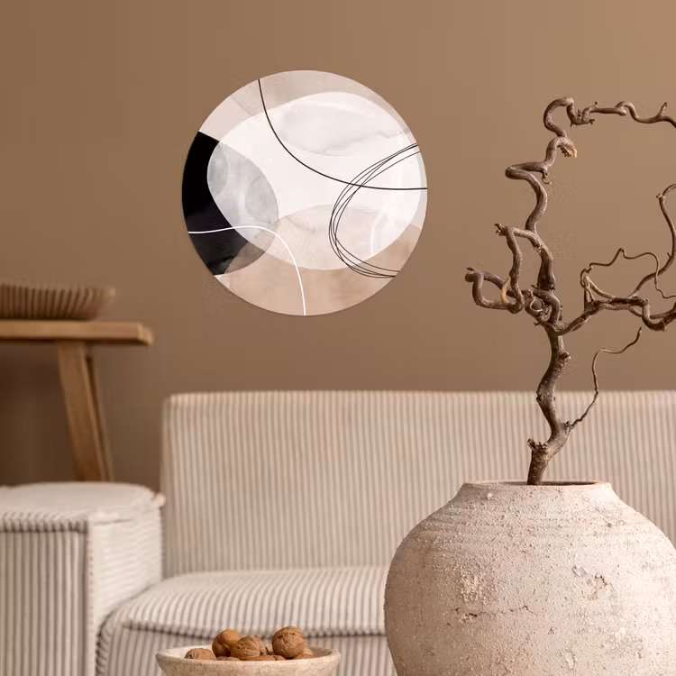Wallpaper Circle - Lines - Wavy - Art - Lijnen - Golvend - Kunst Wandcirkel behangsticker klein