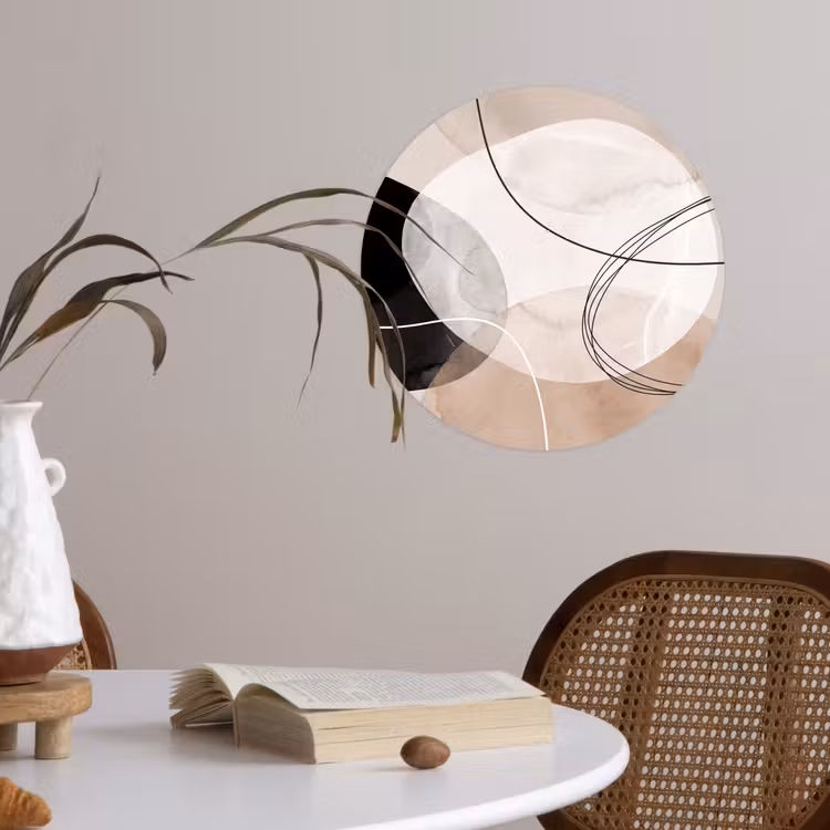 Wallpaper Circle - Lines - Wavy - Art - Lijnen - Golvend - Kunst Wandcirkel behangsticker klein