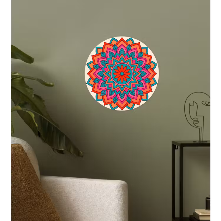Mandala - Patroon - Abstract - Kleurrijk - Modern Wandcirkel behangsticker klein -sfeer2