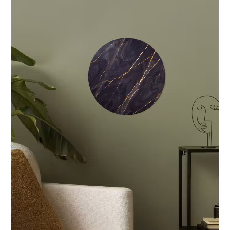 Marmer - Goudaders - Abstract - Modern - Zwart Wandcirkel behangsticker klein -sfeer2