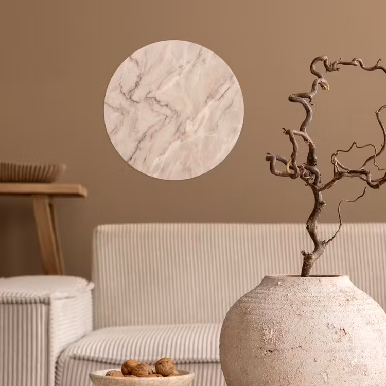 Marmer - Patroon - Abstract - Modern - Beige Wandcirkel behangsticker klein -sfeer1