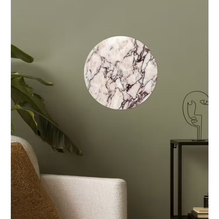 Marmer - Textuur - Abstract - Wit - Bruin Wandcirkel behangsticker klein -sfeer2