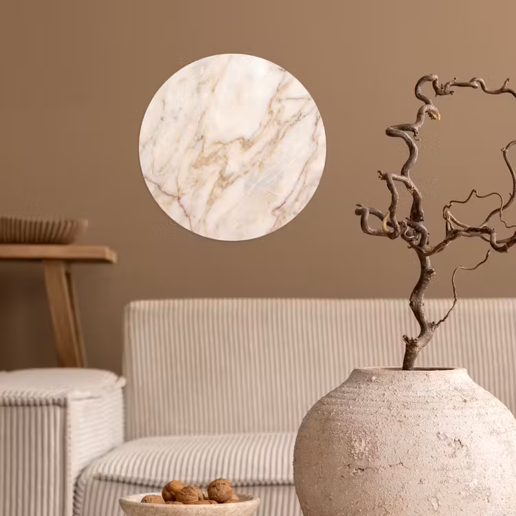 Marmer - Ader - Abstract - Wit - Goud Wandcirkel behangsticker klein -sfeer1
