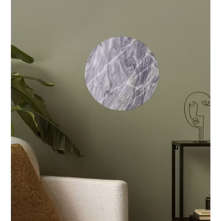 Marmer - Ader - Patroon - Abstract - Grijs Wandcirkel behangsticker klein -sfeer2