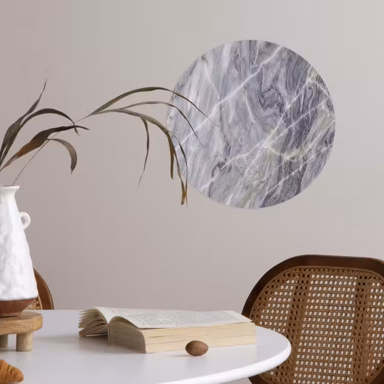 Marmer - Ader - Patroon - Abstract - Grijs Wandcirkel behangsticker klein -sfeer3