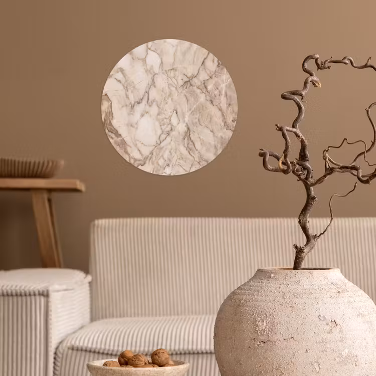 Marmer - Aderen - Textuur - Beige - Modern Wandcirkel behangsticker klein -sfeer1