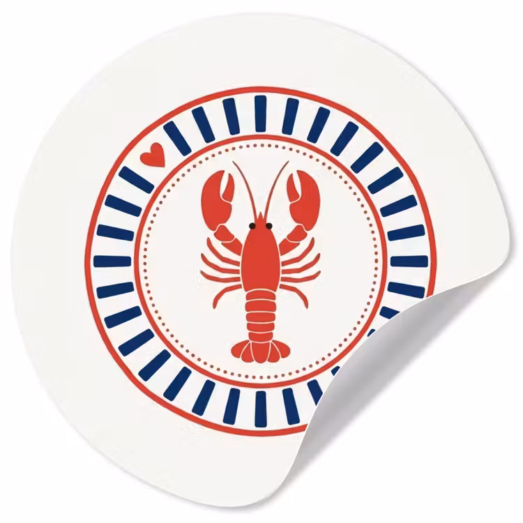 Zeeleven - Kreeft - Embleem - Grafisch - Rood Wandcirkel behangsticker klein -3d