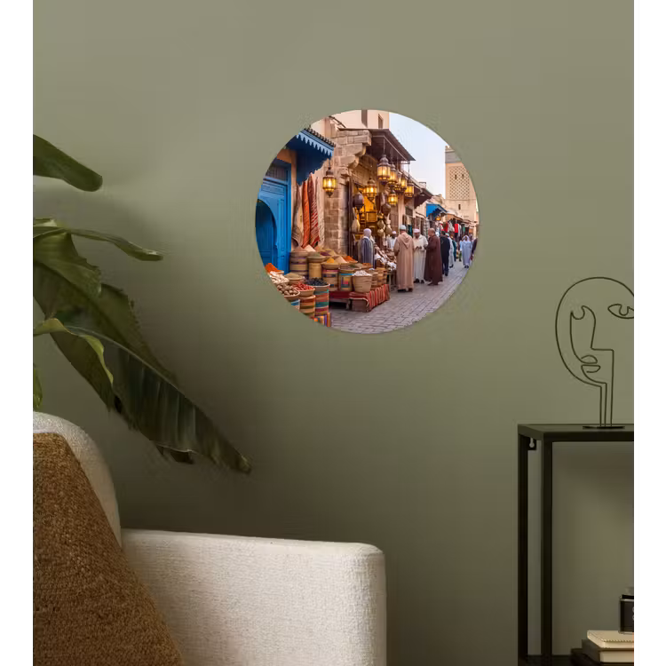 Wallpaper Circle - Market - Oriental - Colorful - Markt - Oosters - Kleurrijk Wandcirkel behangsticker klein