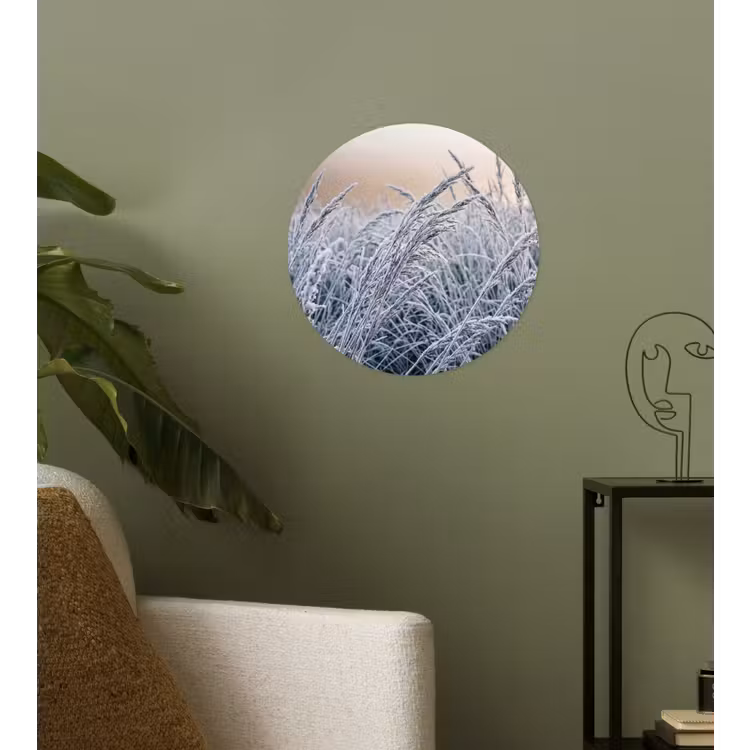 Rijp - Gras - Kristallen - Winter - Minimalistisch Wandcirkel behangsticker klein -sfeer2