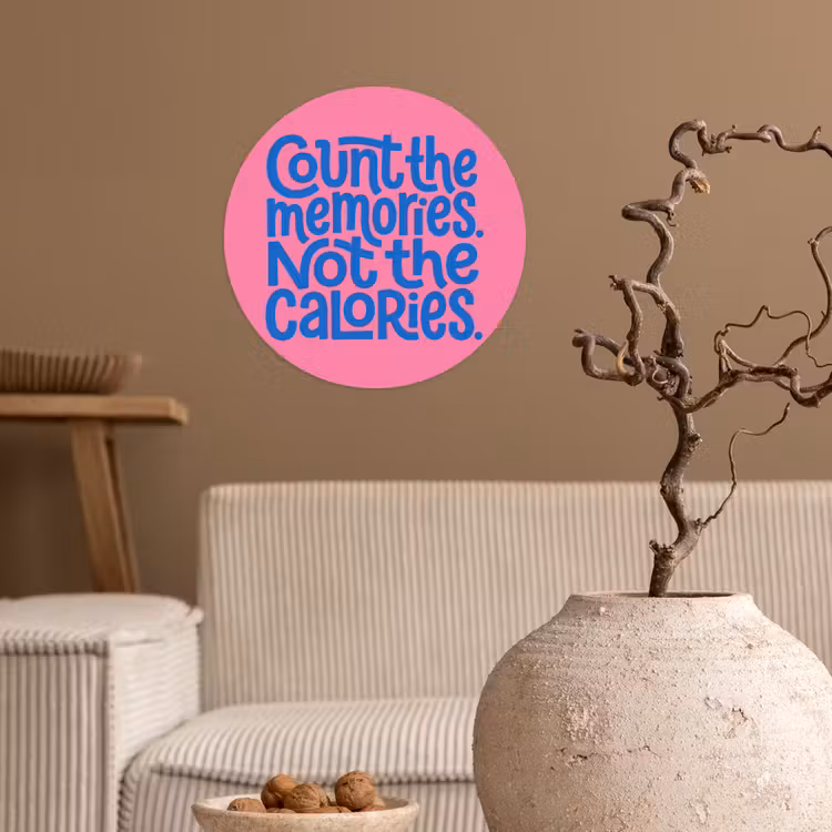 Memories - Roze - Blauw - Quote Wandcirkel behangsticker klein -sfeer1