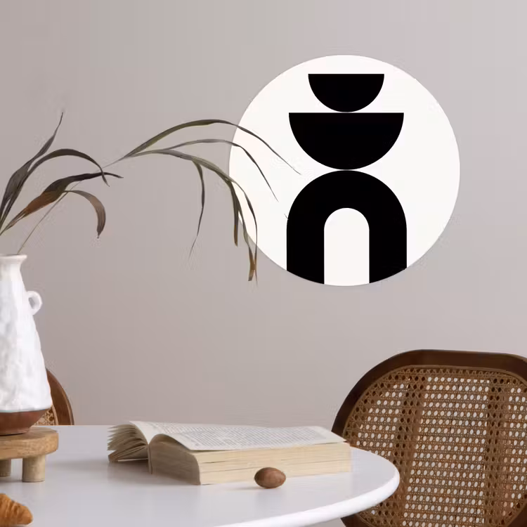 Wallpaper Circle - Minimalist - Art - White - Minimalistisch - Kunst - Wit Wandcirkel behangsticker klein