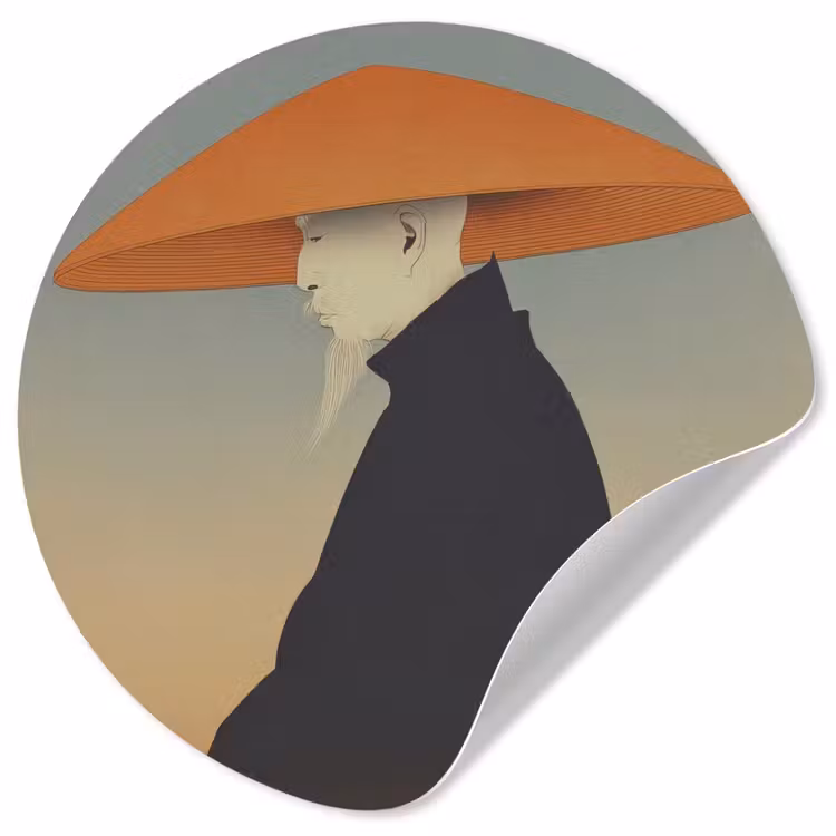 Minimalistisch - Silhouet - Oranje Wandcirkel behangsticker klein -3d