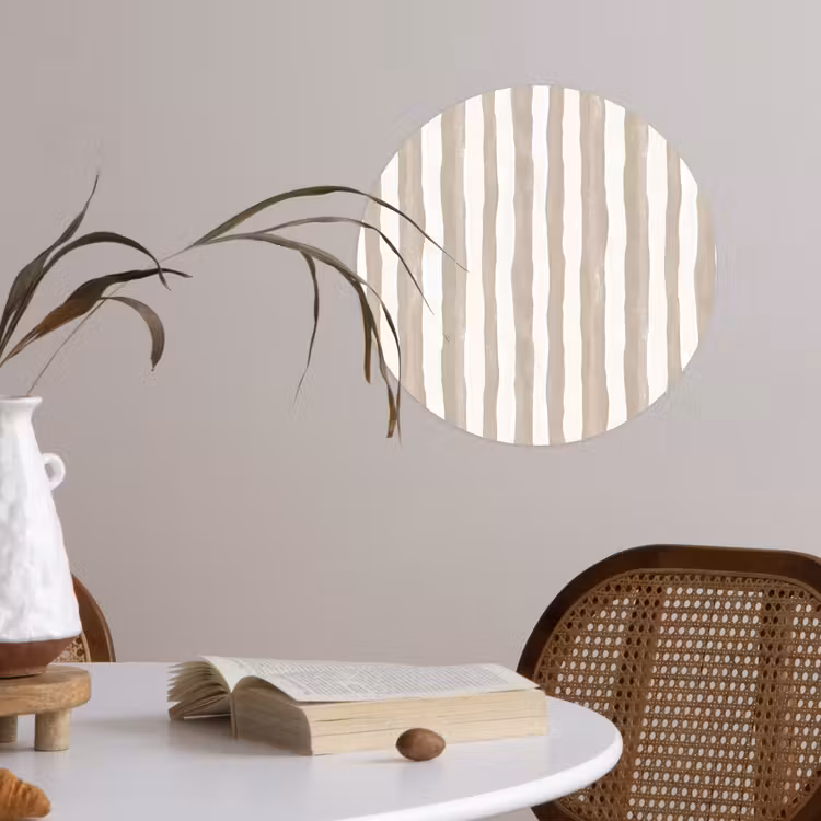 Minimalistisch - Strepen - Beige Wandcirkel behangsticker klein 186 -sfeer3