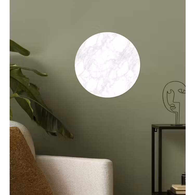 Minimalistisch - Wit - Grijze aders Wandcirkel behangsticker klein 186 -sfeer2
