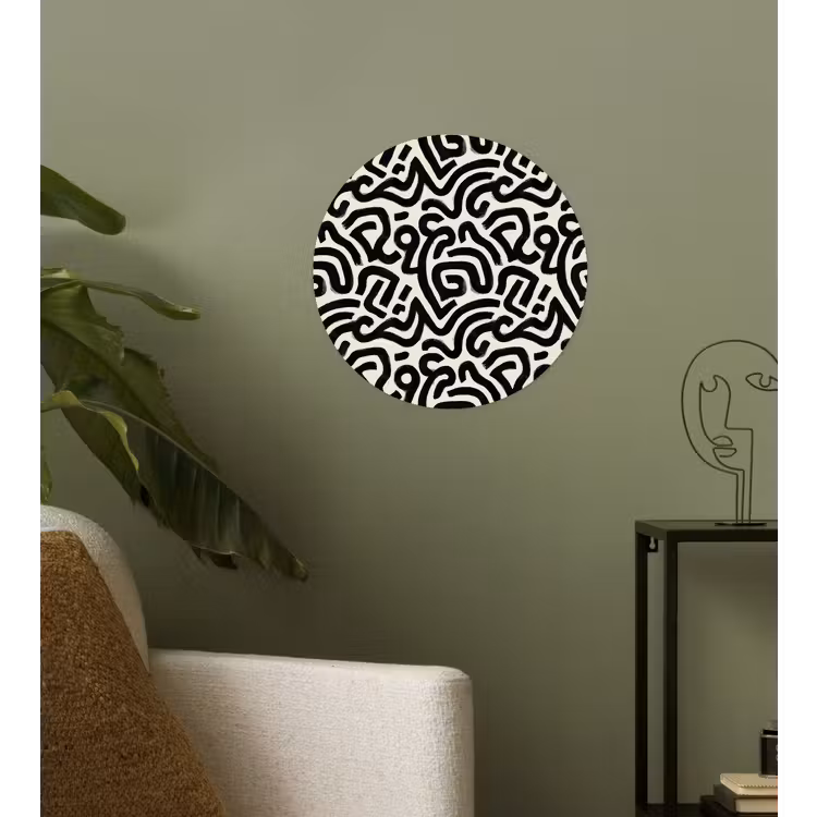Modern - Abstract - Zwart Wandcirkel behangsticker klein 186 -sfeer2