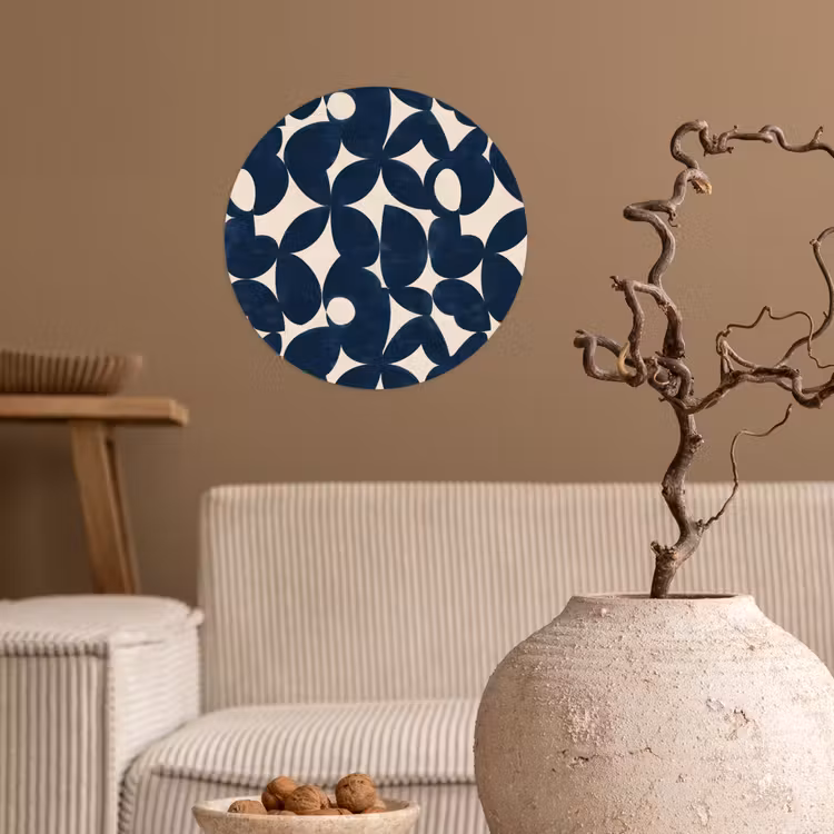Modern - Geometrisch - Blauw Wandcirkel behangsticker klein 186 -sfeer1