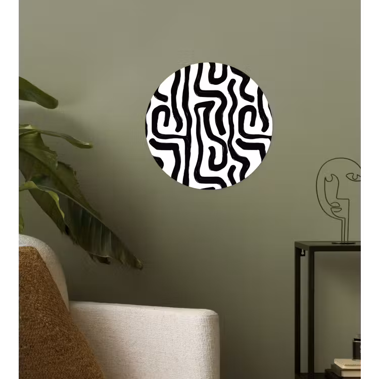 Modern - Lijnen - Zwart Wandcirkel behangsticker klein 186 -sfeer2