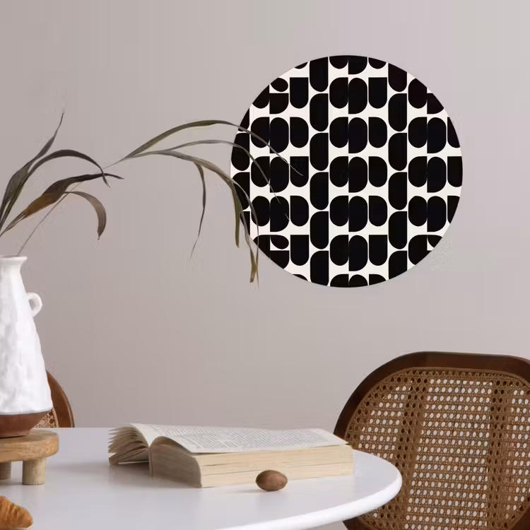 Modern - Patroon - Zwart Wandcirkel behangsticker klein 186 -sfeer3