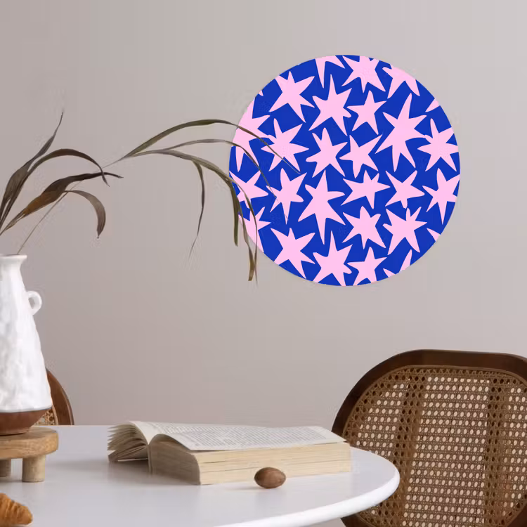 Modern - Sterren - Blauw Wandcirkel behangsticker klein 186 -sfeer3