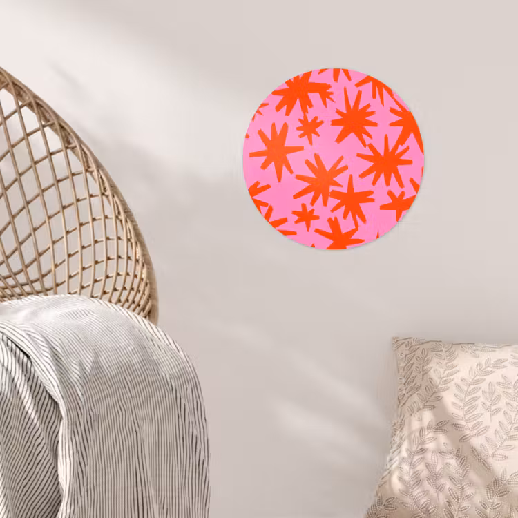 Modern - Sterren - Roze Wandcirkel behangsticker klein 186 -sfeer4