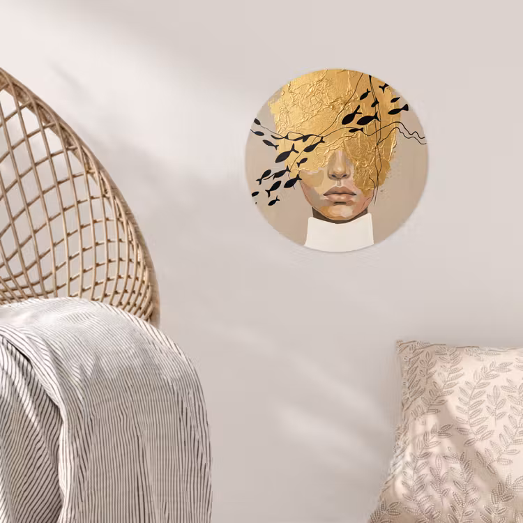 Modern - Vrouw - Goud Wandcirkel behangsticker klein -sfeer4