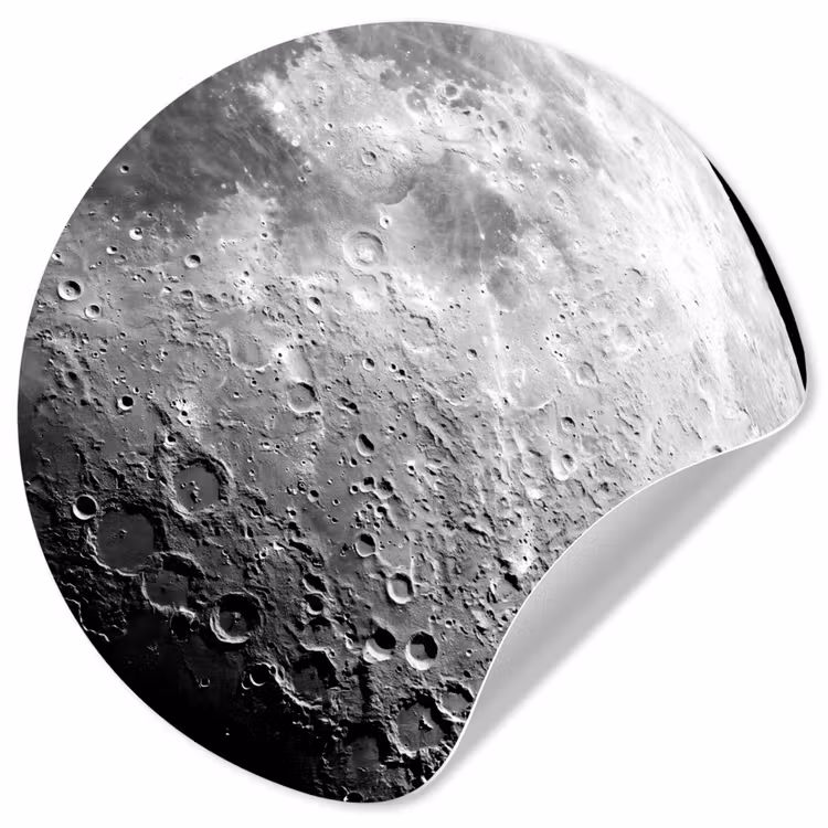 Wallpaper Circle - Moon - Craters - Space - Maan - Kraters - Ruimte Wandcirkel behangsticker klein