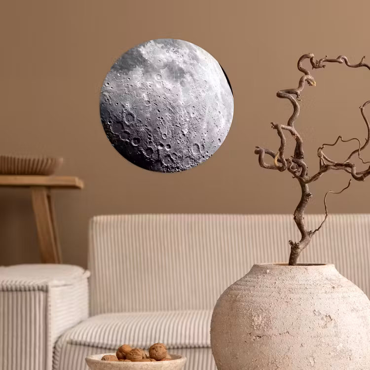 Wallpaper Circle - Moon - Craters - Space - Maan - Kraters - Ruimte Wandcirkel behangsticker klein