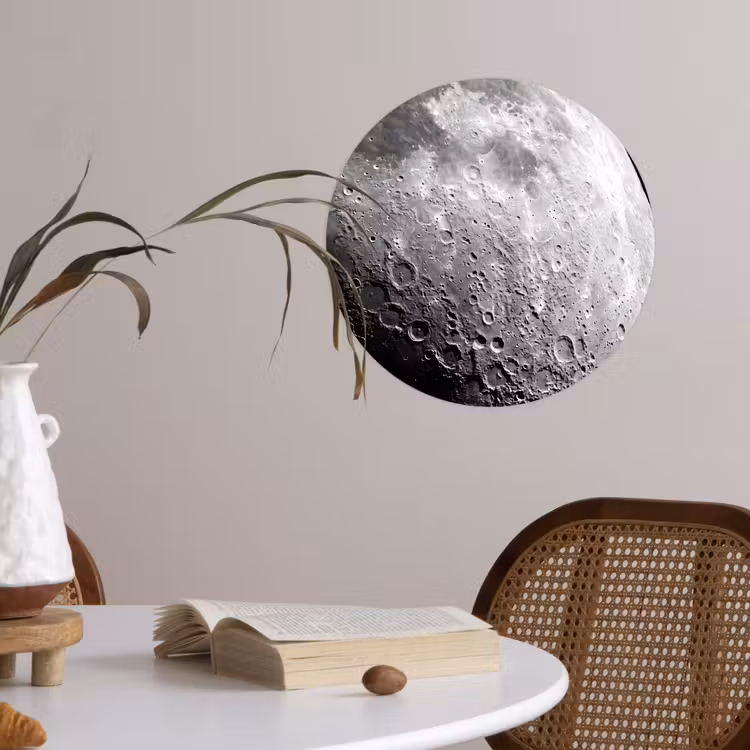 Wallpaper Circle - Moon - Craters - Space - Maan - Kraters - Ruimte Wandcirkel behangsticker klein