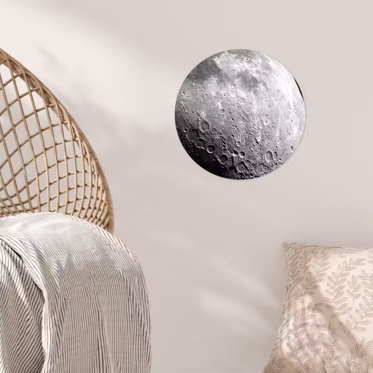 Wallpaper Circle - Moon - Craters - Space - Maan - Kraters - Ruimte Wandcirkel behangsticker klein