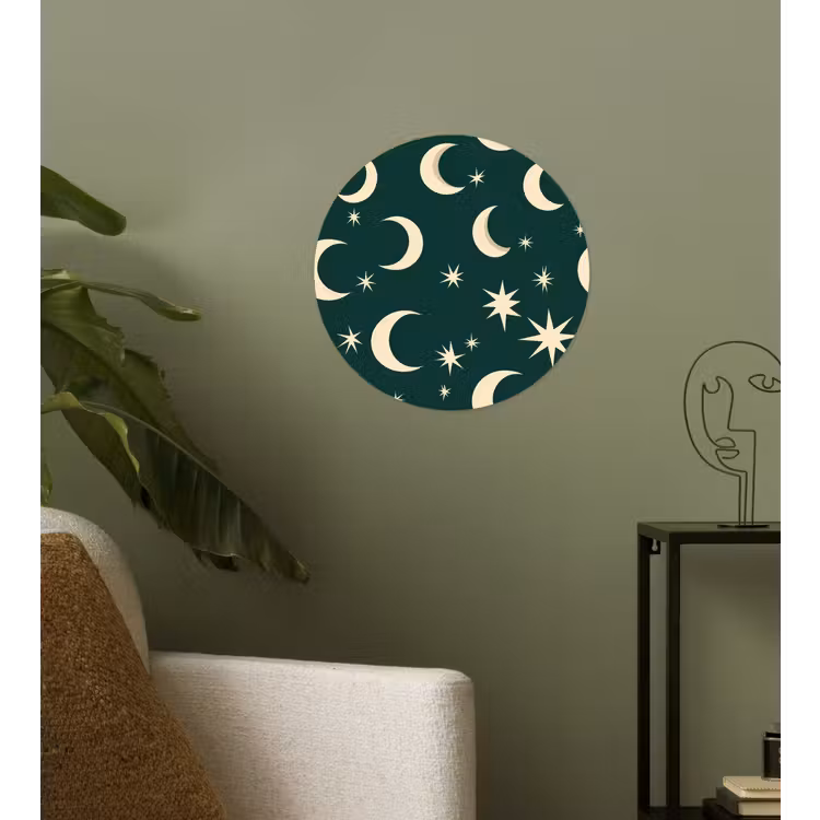 Manen - Sterren - Groen Wandcirkel behangsticker klein 186 -sfeer2