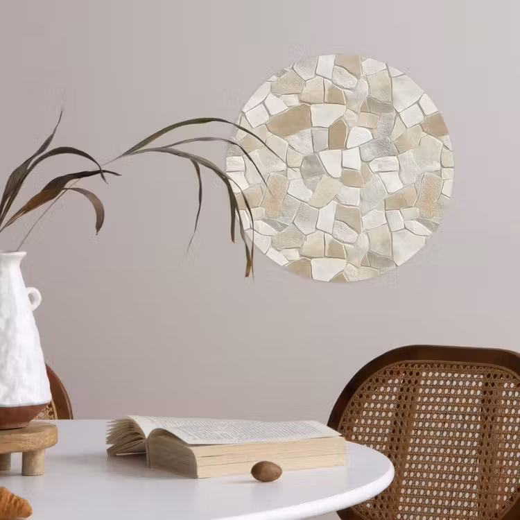 Mozaïek - Stenen - Beige Wandcirkel behangsticker klein 186 -sfeer3