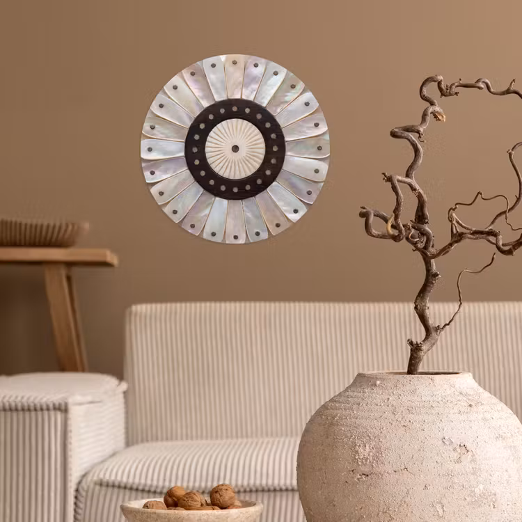 Parelmoer - Patroon - Decoratie - Ambacht - Wit Wandcirkel behangsticker klein -sfeer1