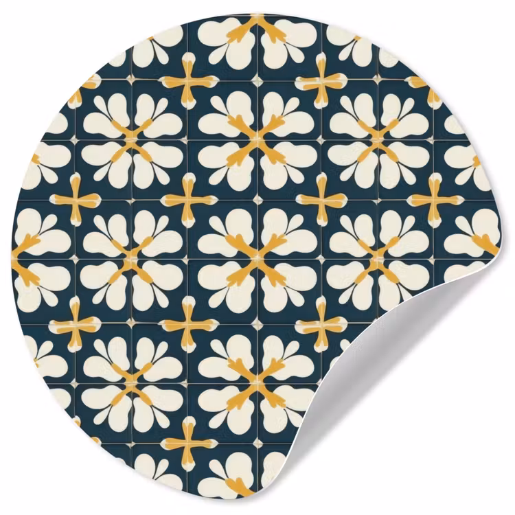 Motief - Tegel - Okergeel Wandcirkel behangsticker klein 186 -3d