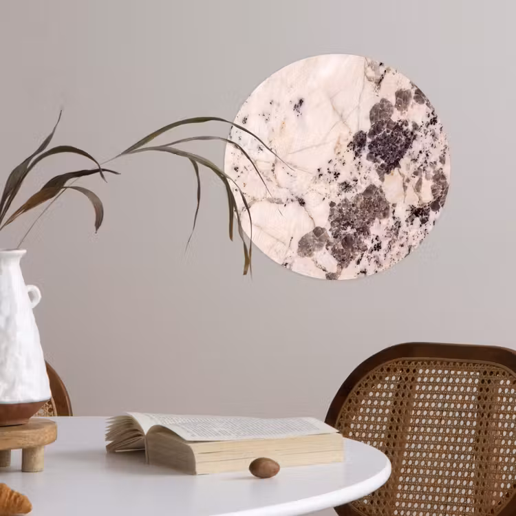 Natuursteen - Patroon - Abstract - Beige - Grijs Wandcirkel behangsticker klein -sfeer3