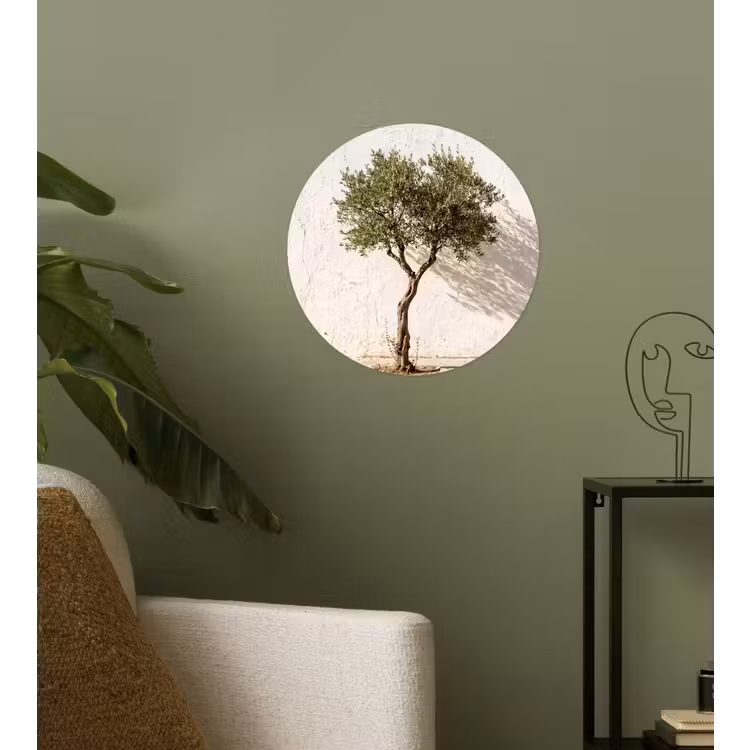 Wallpaper Circle - Olive Tree - Wall - White - Olijfboom - muur - wit Wandcirkel behangsticker klein
