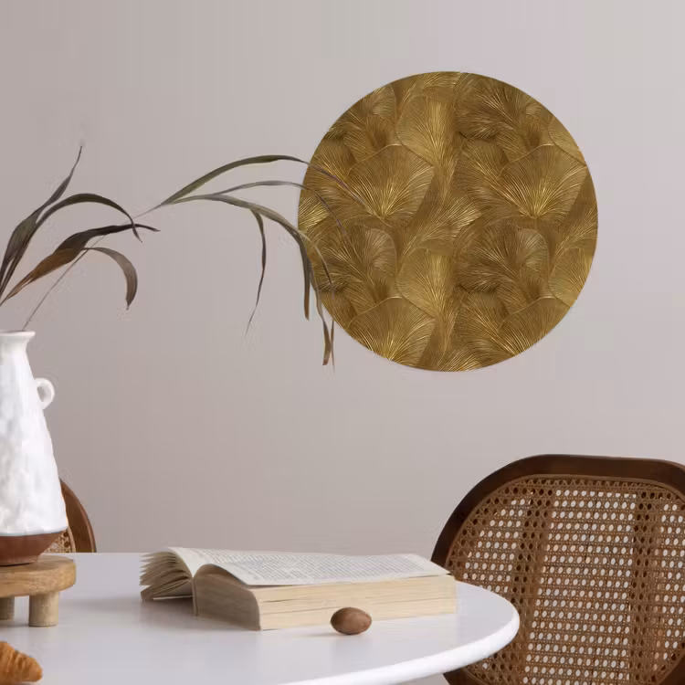 Organisch - Lijnen - Goud Wandcirkel behangsticker klein 186 -sfeer3