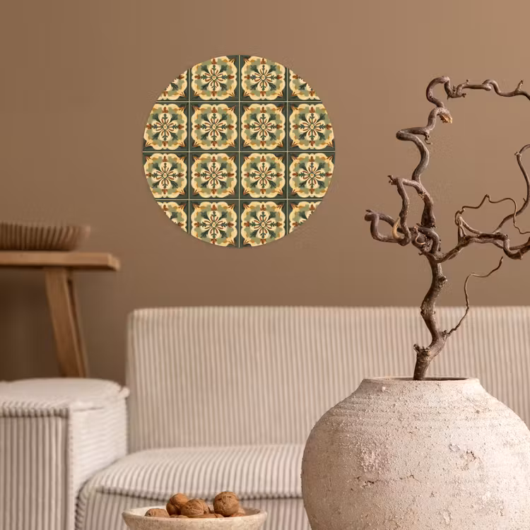 Ornament - Patroon - Groen Wandcirkel behangsticker klein 186 -sfeer1